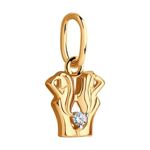 Pandantiv din aur roșu cu Cubic Zirconia Incolor