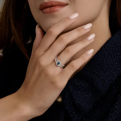 Inel din aur alb cu Cubic Zirconia Incolor, Topaz London