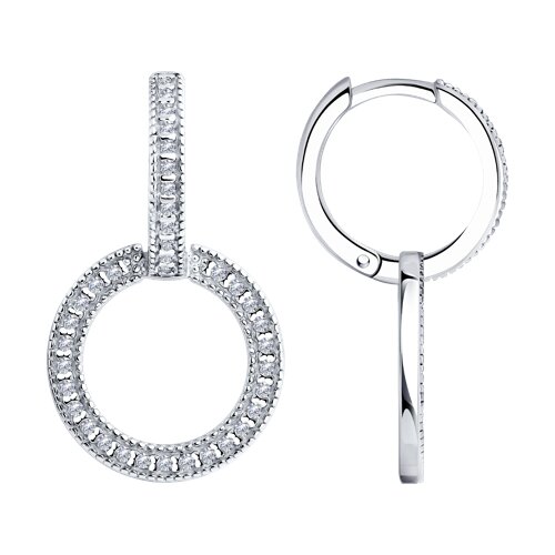 Cercei Creole din argint  cu pietre Cubic Zirconia Incolor