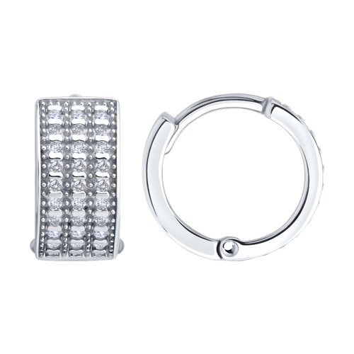 Cercei Creole din argint  cu pietre Cubic Zirconia Incolor