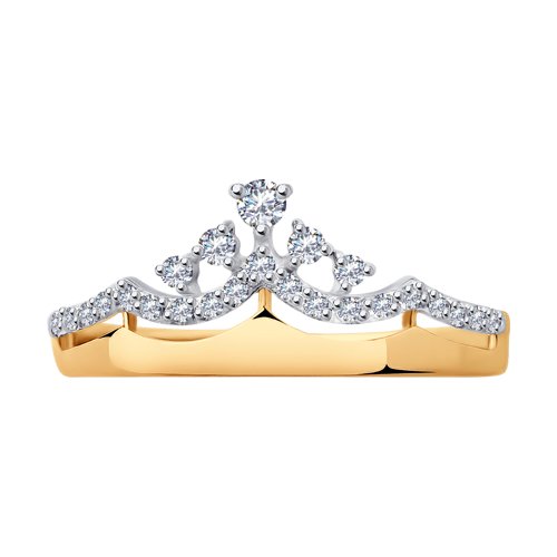 Inel din aur roșu cu pietre Cubic Zirconia Incolor