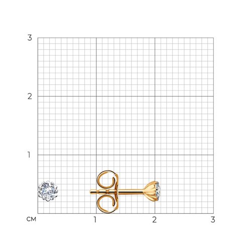 Cercei Pusete din aur roșu cu pietre Cubic Zirconia Incolor