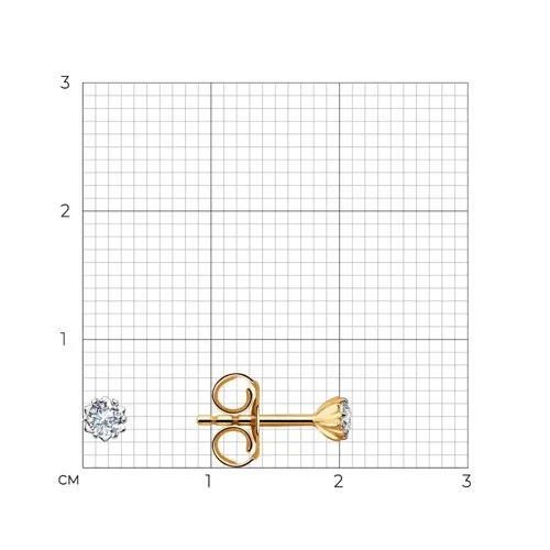 Cercei Pusete din aur roșu cu Cubic Zirconia Incolor