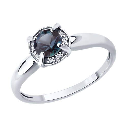 Inel din aur alb cu pietre Diamant, Alexandrit (sint.)