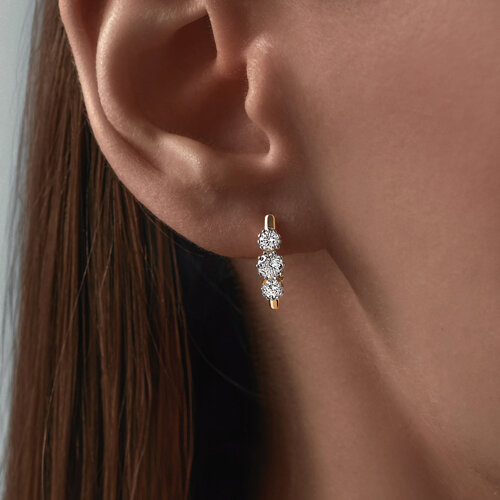 Cercei din aur roșu cu pietre Cubic Zirconia Incolor