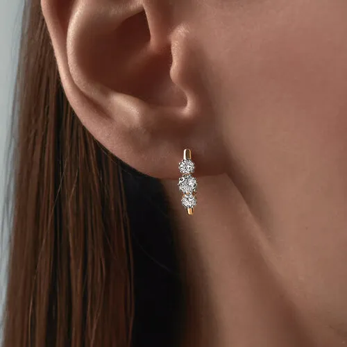 Cercei din aur roșu cu Cubic Zirconia Incolor