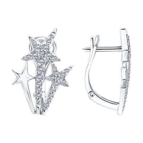 Серьги из белого золота с камнями Бриллиант