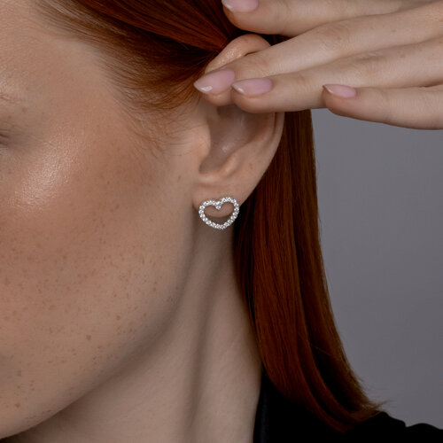 Серьги Пусеты из серебра с камнями Фианит