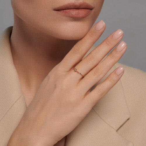 Inel din aur roșu cu pietre Cubic Zirconia Incolor