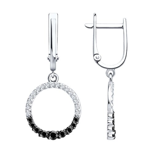 Серьги Длинные из белого золота с камнями Бриллиант, Черный бриллиант