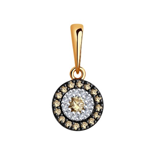 Pandantiv din aur roșu cu pietre Diamant, Diamant Cognac