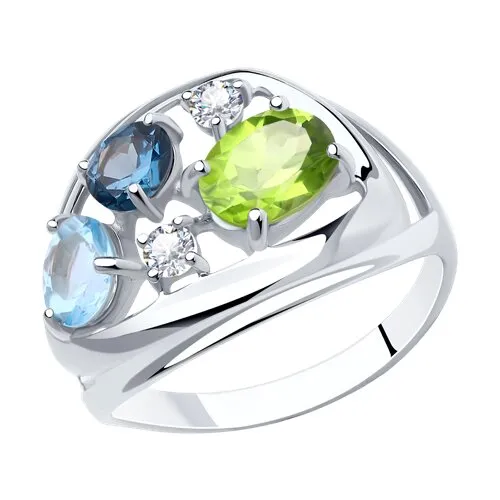 Inel din argint cu Cubic Zirconia Incolor, Topaz London și Topaz albastru
