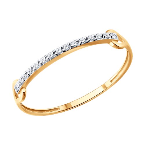 Кольцо из красного золота с камнями Бриллиант