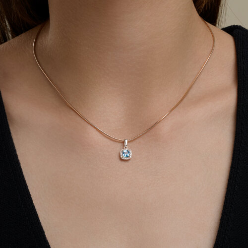 Pandantiv din aur alb cu pietre Diamant, Topaz Swiss