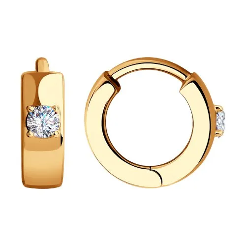 Cercei Creole din aur roșu cu Cubic Zirconia Incolor