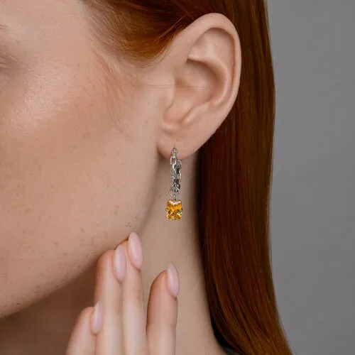 Cercei Creole din argint cu Cubic Zirconia Galben