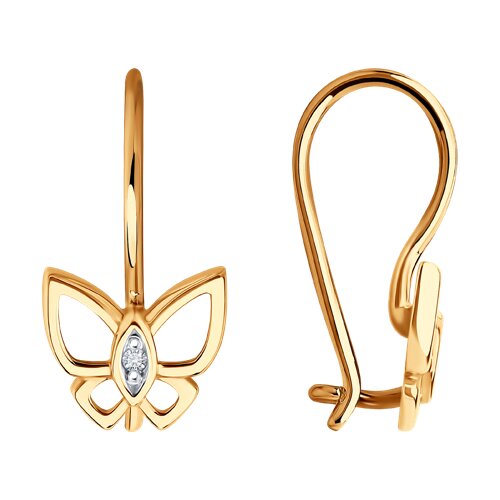Cercei p-u copii din aur roșu cu pietre Cubic Zirconia Incolor