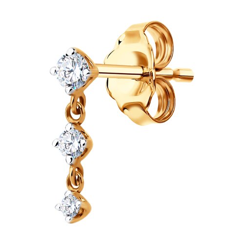 Cercel din aur roșu cu pietre Cubic Zirconia Incolor