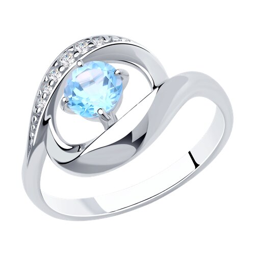 Inel din argint  cu pietre Cubic Zirconia Incolor, Topaz albastru