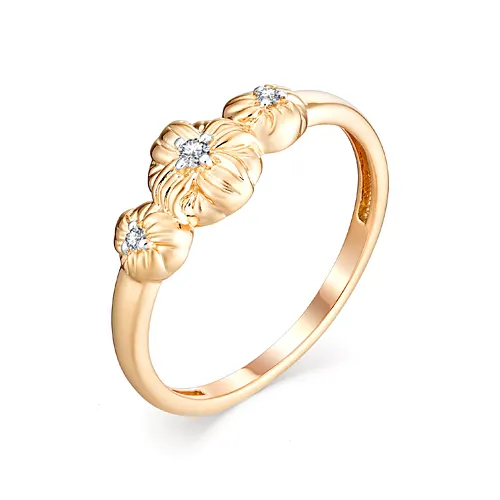 Inel din aur roșu cu Cubic Zirconia Incolor