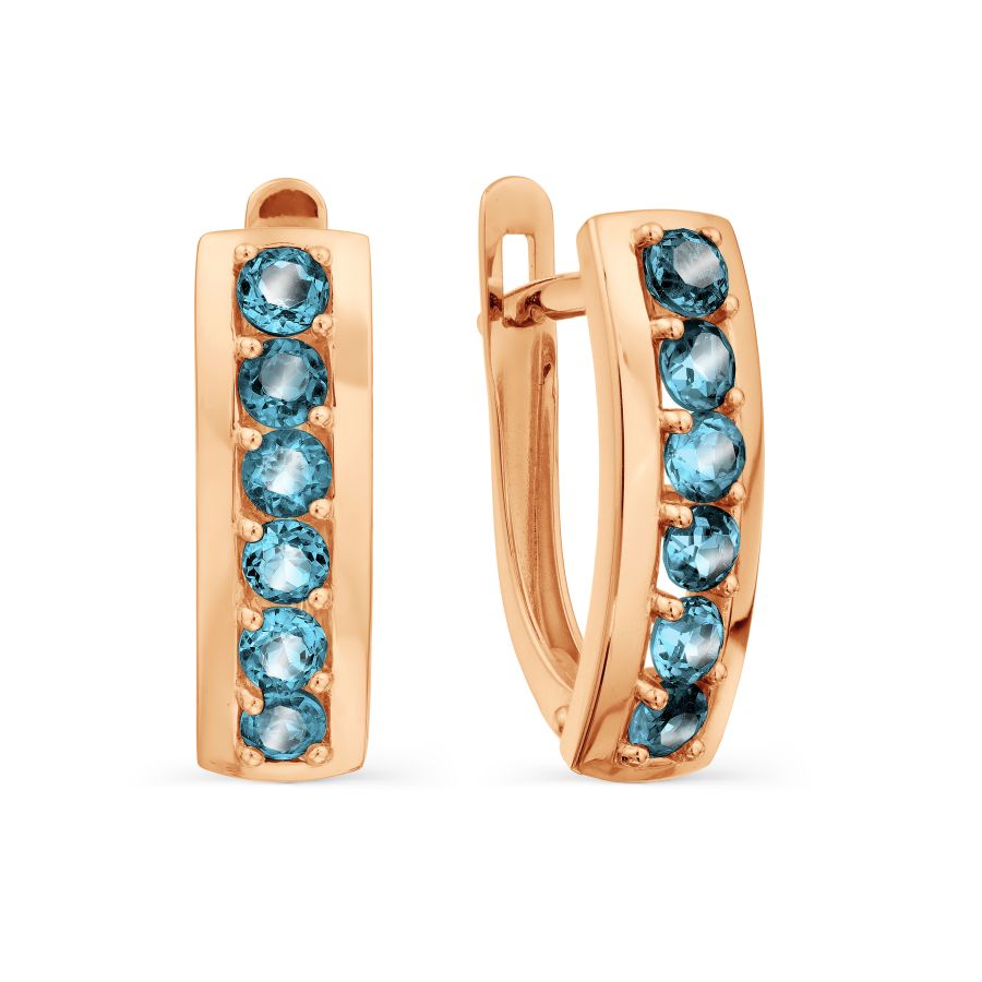 Серьги из красного золота с камнями Топаз