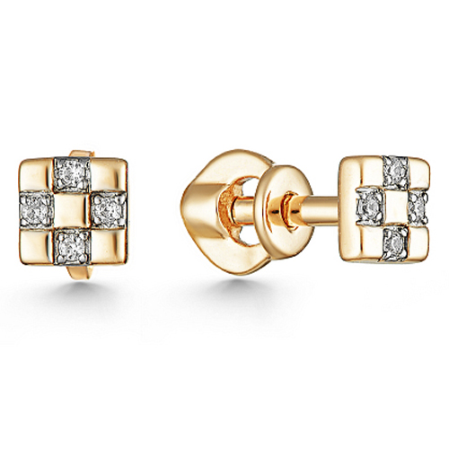Cercei Pusete din aur roșu cu pietre Cubic Zirconia Incolor