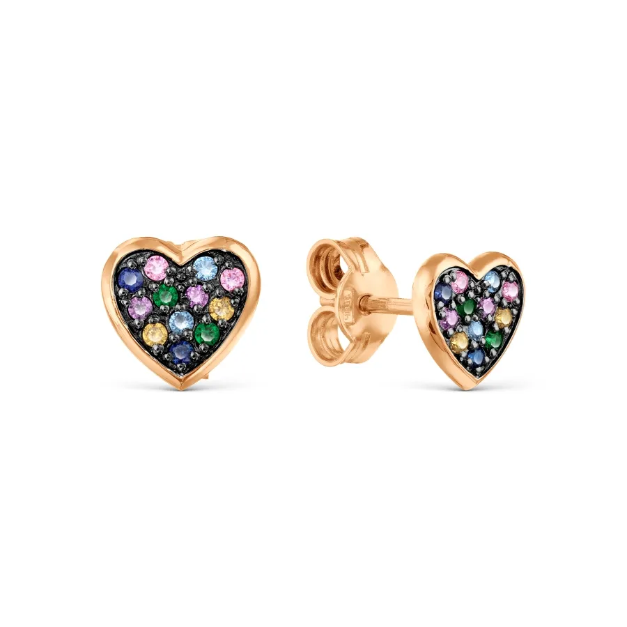 Cercei Pusete din aur roșu cu Cubic Zirconia Colorat