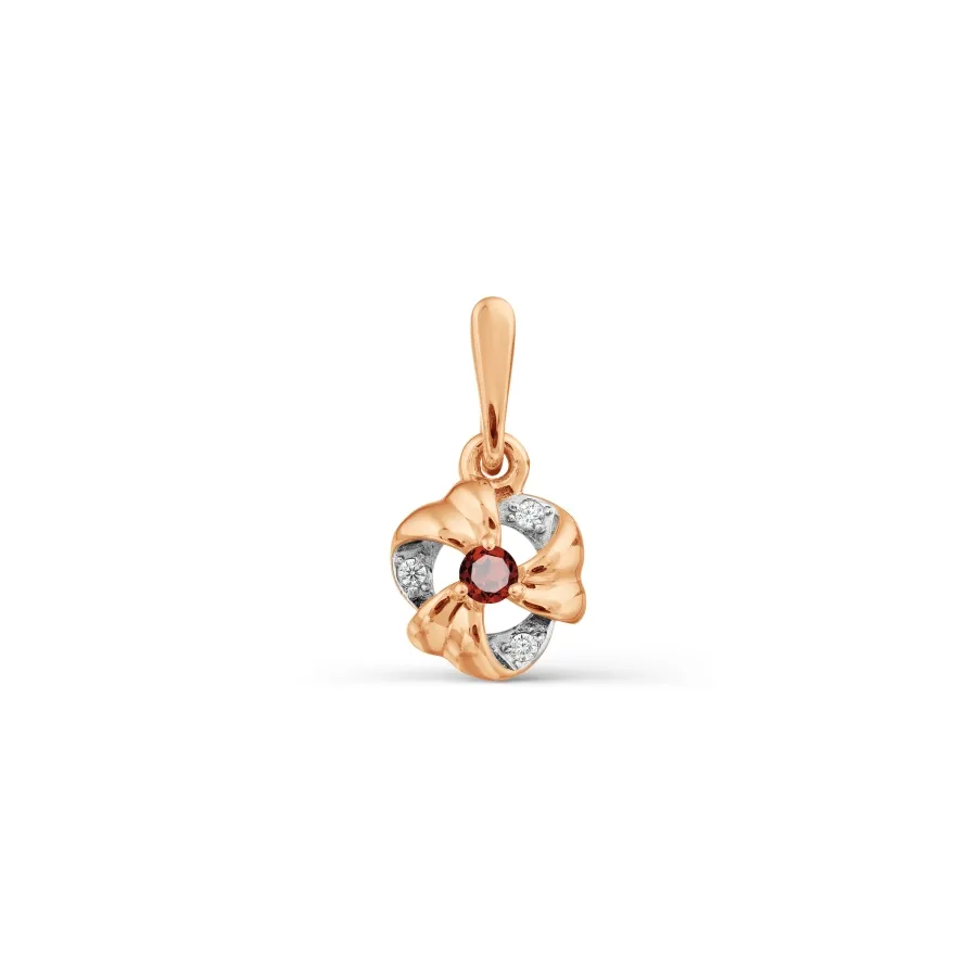 Pandantiv din aur roșu cu Cubic Zirconia Incolor, Granat