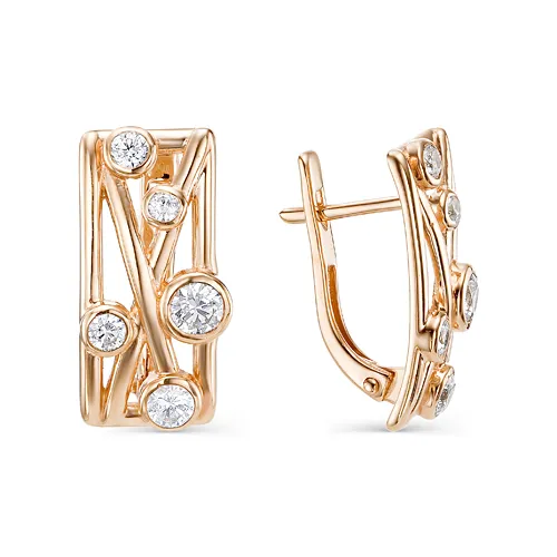 Cercei din aur roșu cu Cubic Zirconia Incolor
