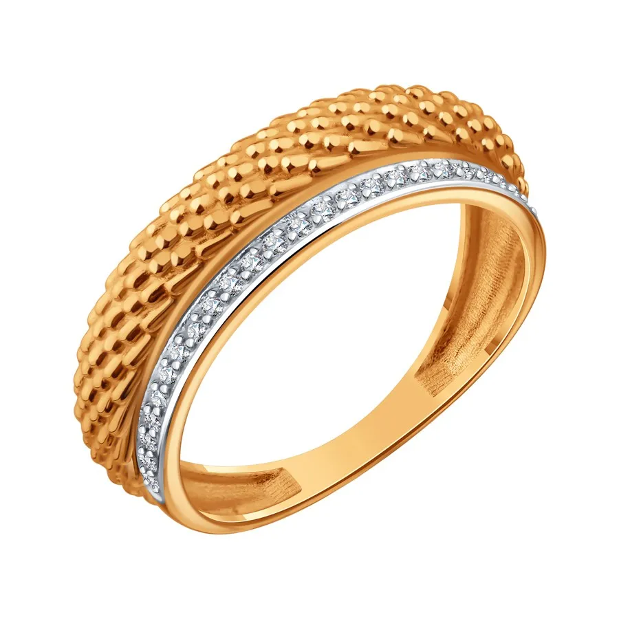 Inel din aur roșu cu Cubic Zirconia Incolor