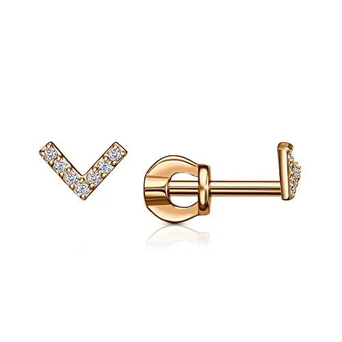Cercei Pusete din aur roșu cu Cubic Zirconia Incolor