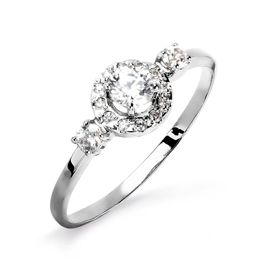Inel din aur alb cu Cubic Zirconia Incolor