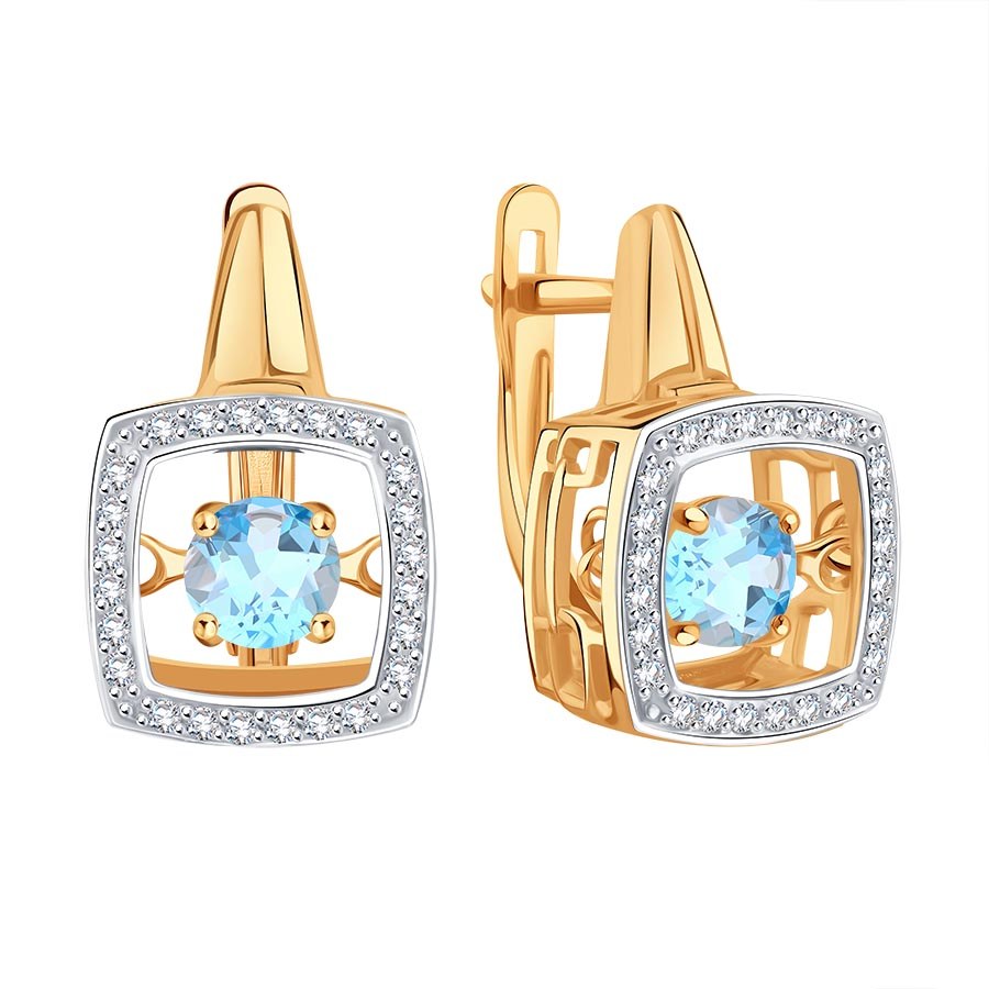 Cercei din aur roșucu pietre Cubic Zirconia Incolor, Topaz
