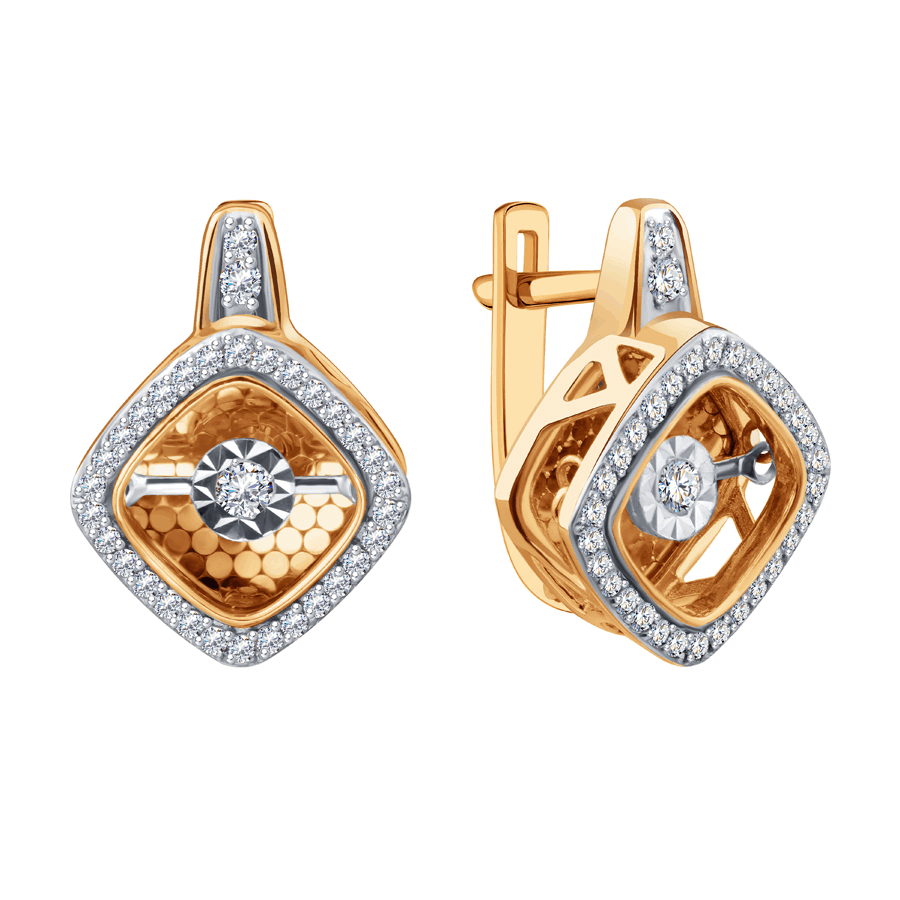 Cercei din aur roșu cu pietre Diamant