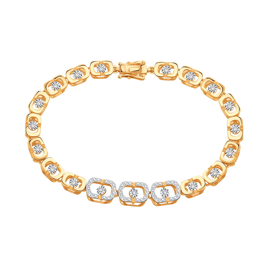 Браслет из красного золота с камнями Бриллиант