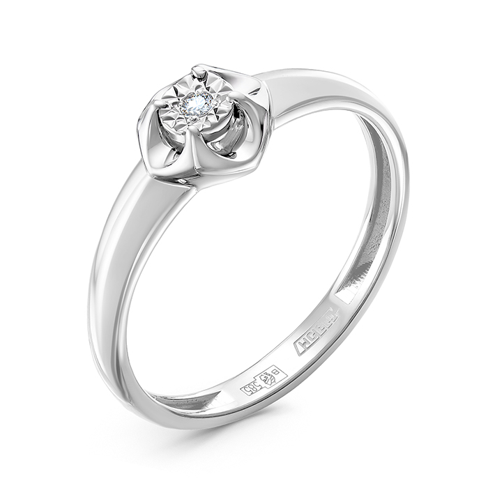 Кольцо из белого золота с камнями Бриллиант