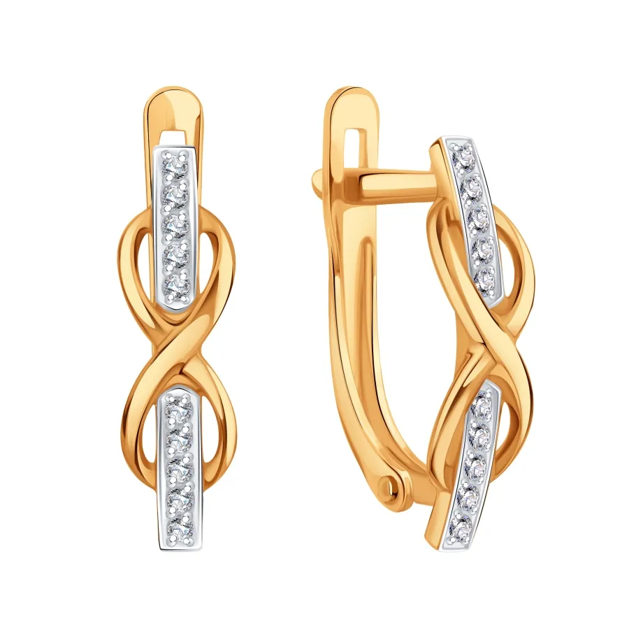 Cercei din aur roșu cu Cubic Zirconia Incolor