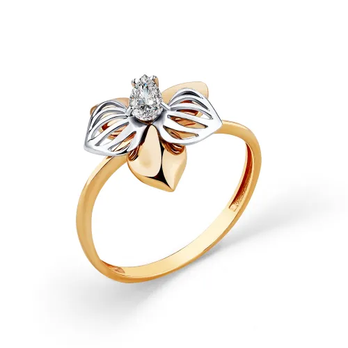Inel din aur alb și roșu cu Cubic Zirconia Incolor