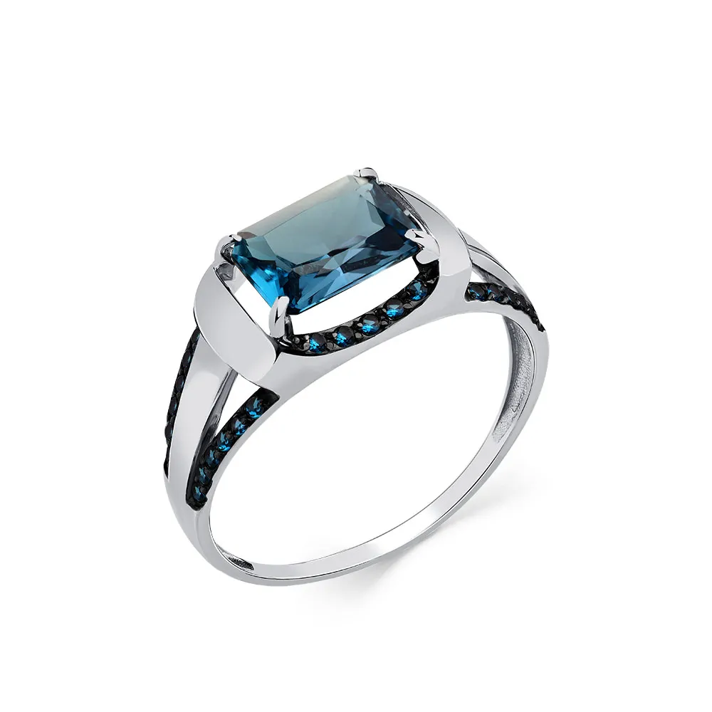 Inel din aur alb cu Cubic Zirconia Incolor, Topaz London