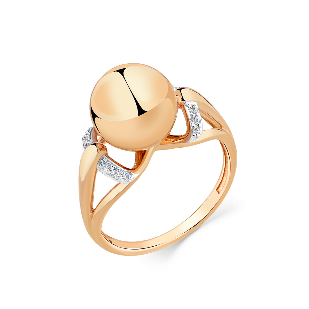 Inel din aur roșu cu pietre Cubic Zirconia Incolor