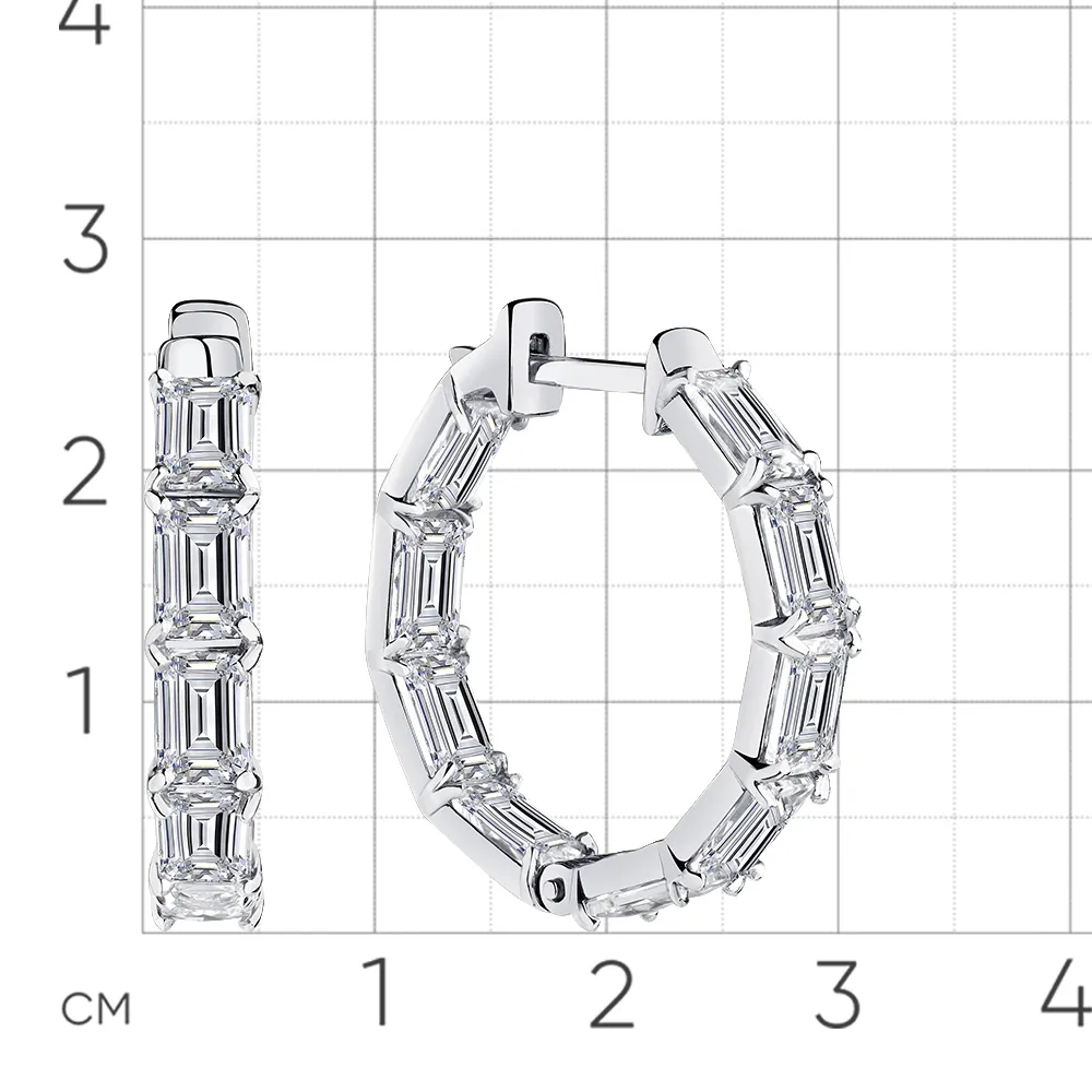 Cercei Creole din aur alb cu Cubic Zirconia Incolor