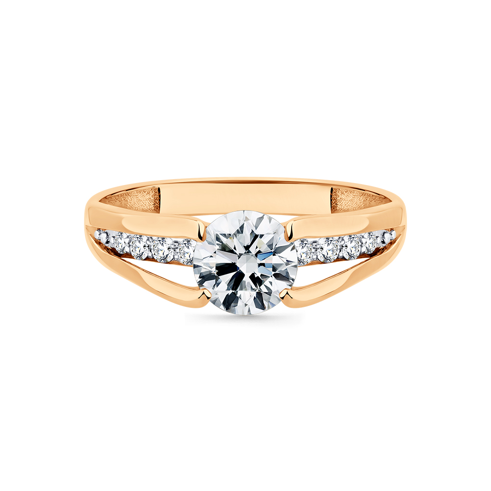 Inel din aur roșu cu pietre Cubic Zirconia Incolor