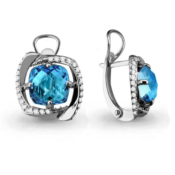 Cercei din aur alb cu Cubic Zirconia Incolor, Topaz Swiss