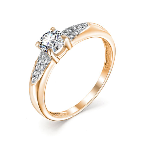 Кольцо из красного золота с камнями Бриллиант