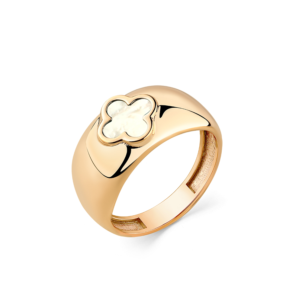 Inel din aur roșu cu pietre Sidef Alb