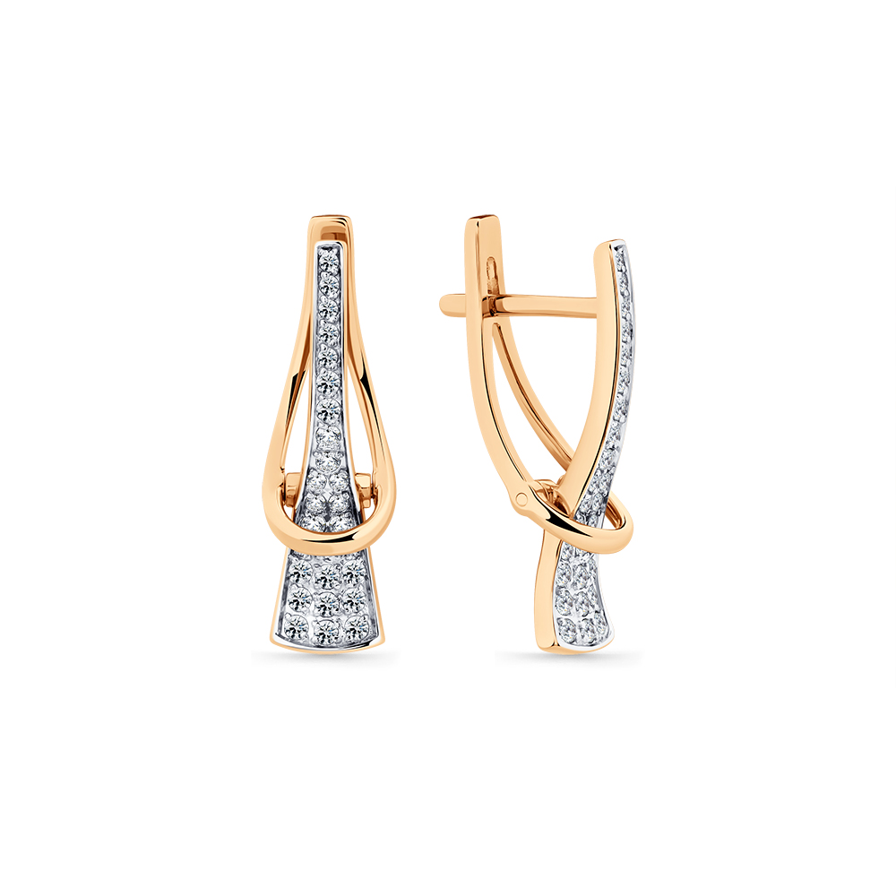 Cercei din aur roșu cu Cubic Zirconia Incolor