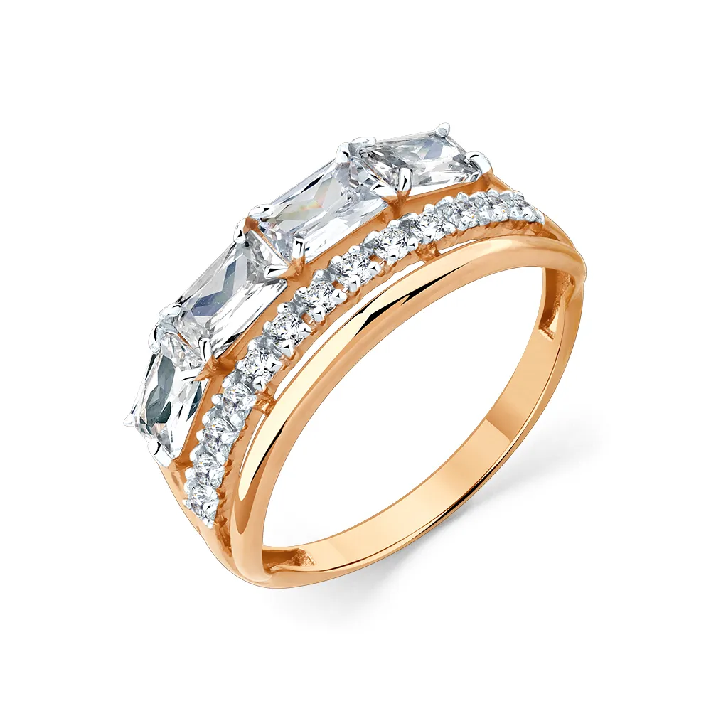 Inel din aur roșu cu Cubic Zirconia Incolor