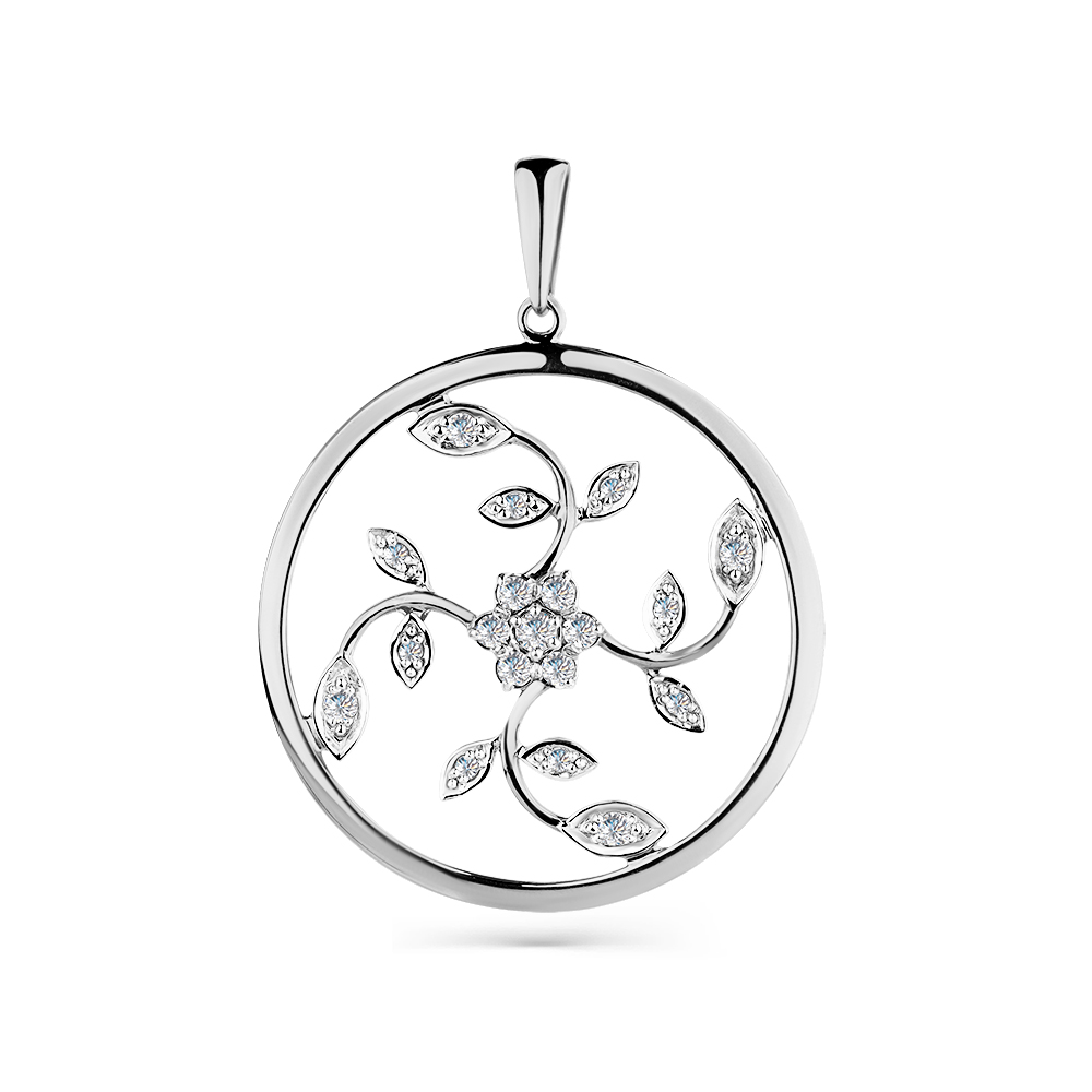 Pandantiv din aur alb cu pietre Diamant