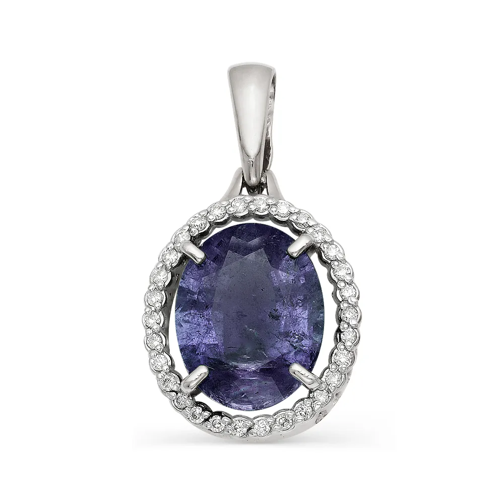 Pandantiv din aur alb cu Diamant, Safir