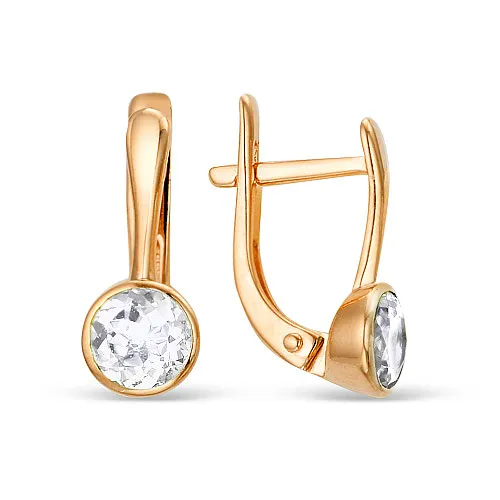 Cercei din aur roșu cu Cubic Zirconia Incolor